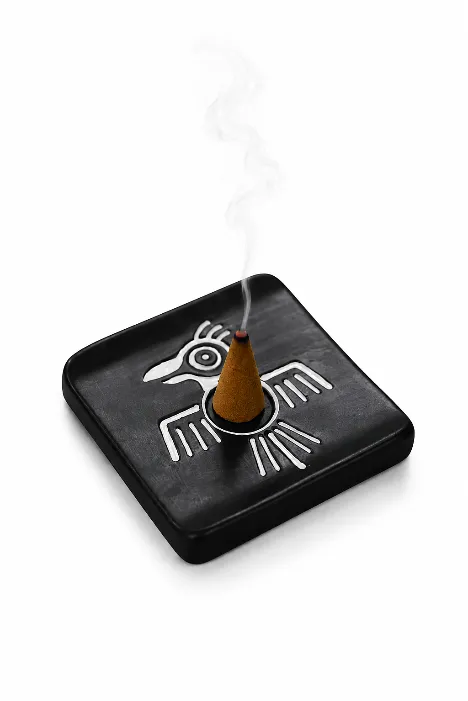Quemador de cerámica con figura de cóndor para conos de incienso